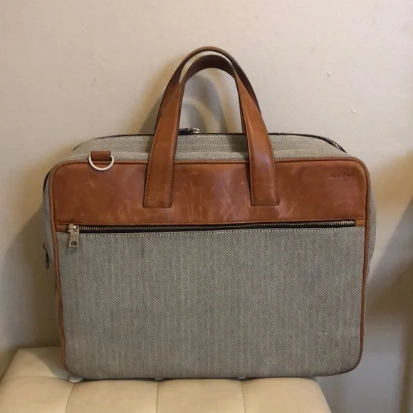 Jack Spade NYC Gray and Brown Laptop Men's Bag - Picture 1 of 6